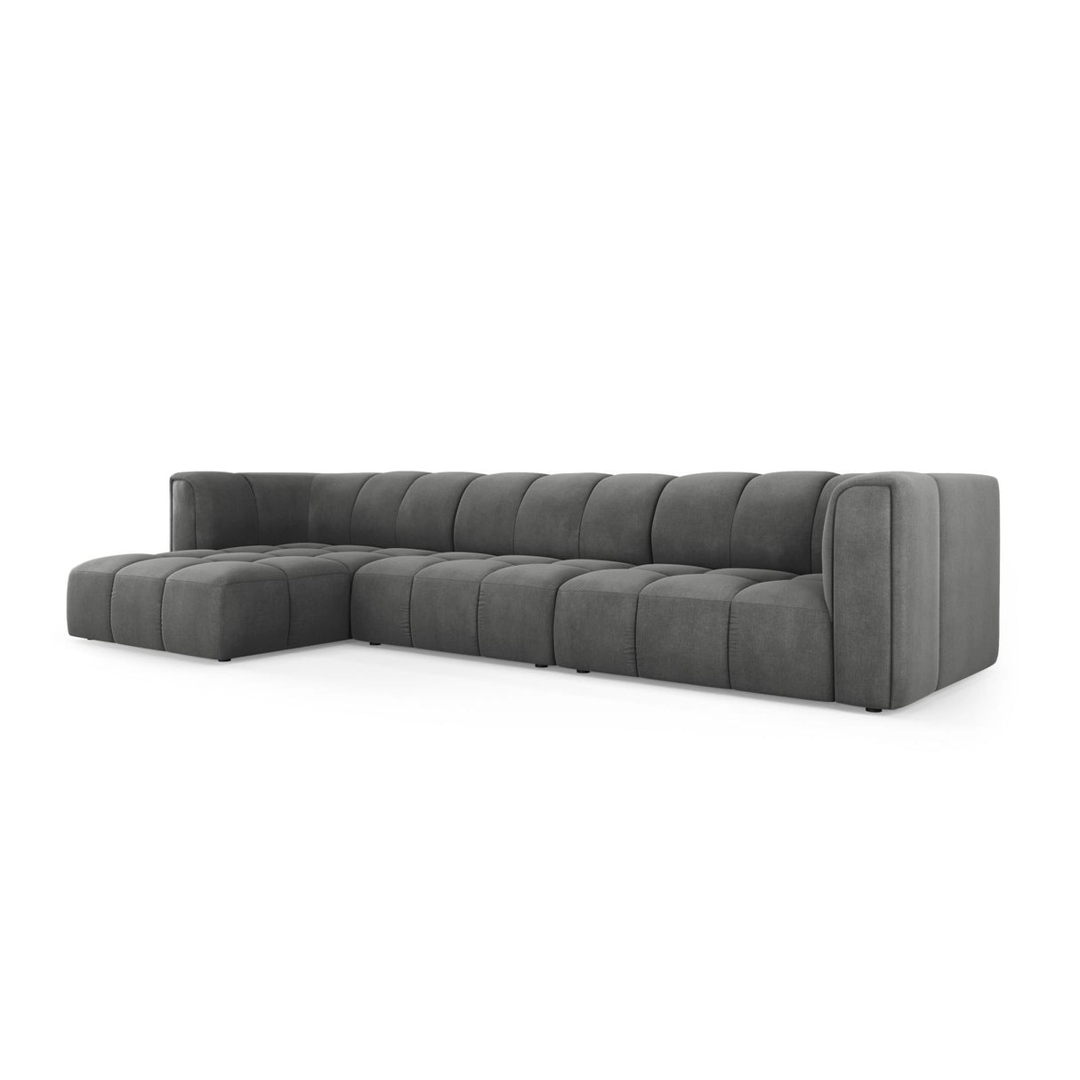 Moritz 5-Sitzer Ecksofa, Linke Seite, aus Chenille in Dunkelgrau (Rebel 3), 316x160x70 cm von Cosmopolitan Design – Bild 2