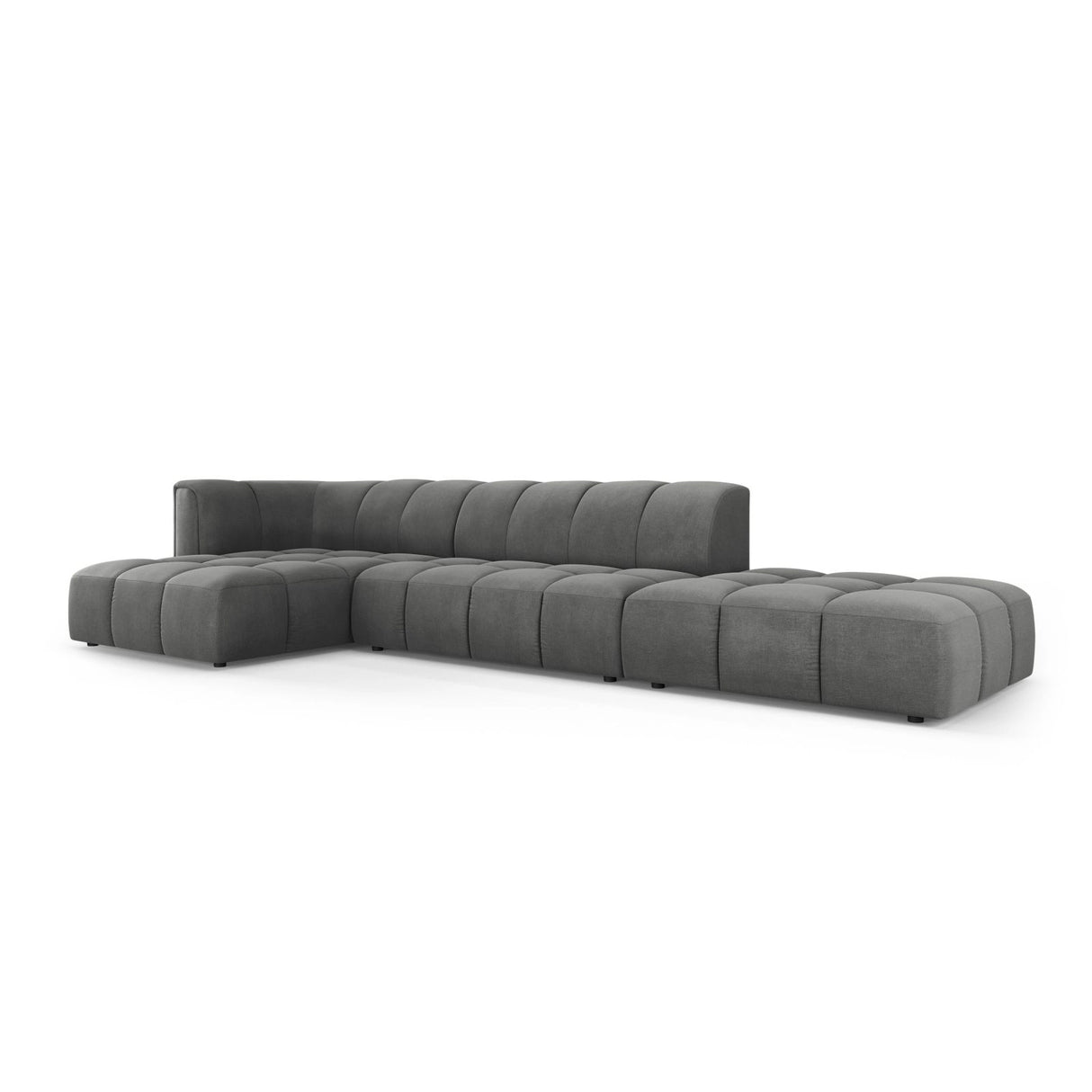 Moritz 5-Sitzer Ecksofa, Linke Seite, aus Chenille in Dunkelgrau (Rebel 3), 323x160x70 cm von Cosmopolitan Design – Bild 2