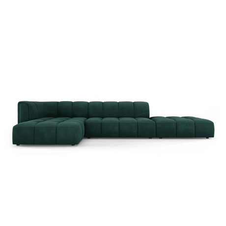 Moritz 5-Sitzer Ecksofa, Linke Seite, aus Chenille in Flaschengrün (Rebel 16), 323x160x70 cm von Cosmopolitan Design – Bild 1