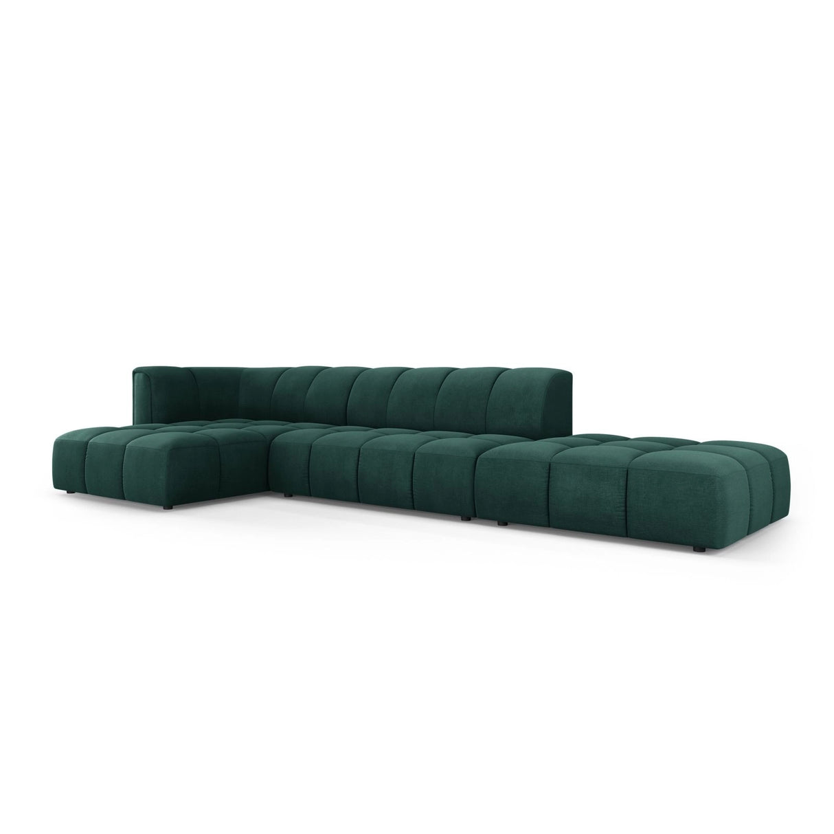 Moritz 5-Sitzer Ecksofa, Linke Seite, aus Chenille in Flaschengrün (Rebel 16), 323x160x70 cm von Cosmopolitan Design – Bild 2