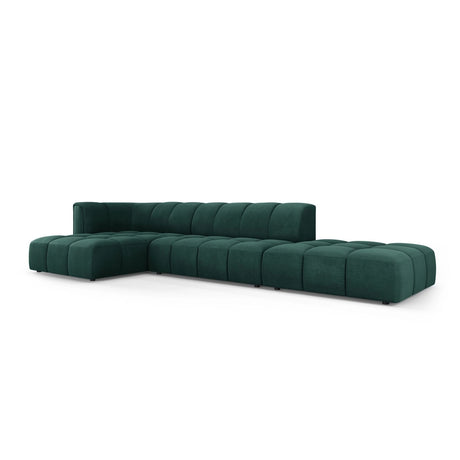 Moritz 5-Sitzer Ecksofa, Linke Seite, aus Chenille in Flaschengrün (Rebel 16), 323x160x70 cm von Cosmopolitan Design – Bild 2