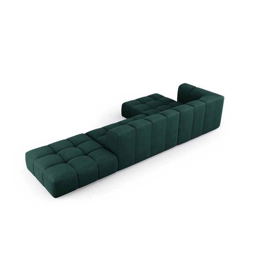 Moritz 5-Sitzer Ecksofa, Linke Seite, aus Chenille in Flaschengrün (Rebel 16), 323x160x70 cm von Cosmopolitan Design – Bild 3