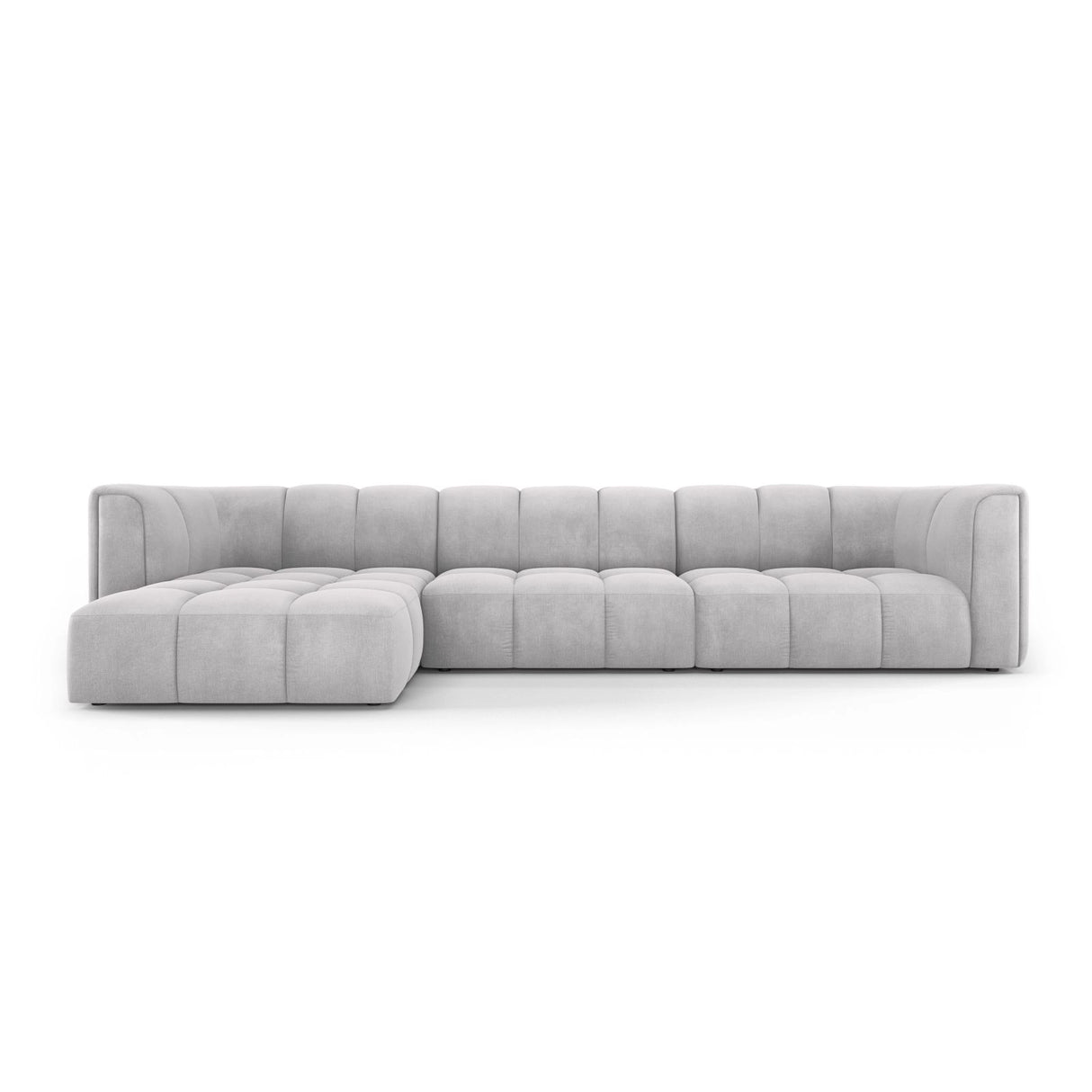 Moritz 5-Sitzer Ecksofa, Linke Seite, aus Chenille in Hellgrau (Rebel 5), 316x160x70 cm von Cosmopolitan Design – Bild 1