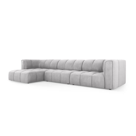 Moritz 5-Sitzer Ecksofa, Linke Seite, aus Chenille in Hellgrau (Rebel 5), 316x160x70 cm von Cosmopolitan Design – Bild 2