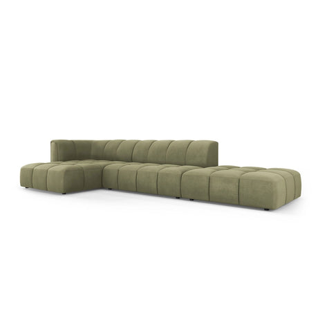 Moritz 5-Sitzer Ecksofa, Linke Seite, aus Chenille in Hellgrün (Rebel 18), 323x160x70 cm von Cosmopolitan Design – Bild 2