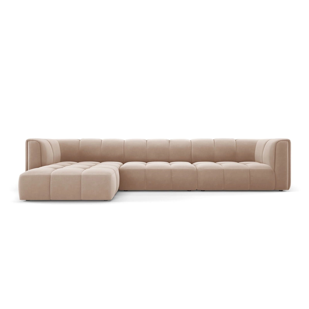 Moritz 5-Sitzer Ecksofa, Linke Seite, aus Samt in Beige (Bluvel 28), 316x160x70 cm von Cosmopolitan Design – Bild 1