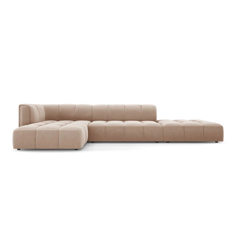 Moritz 5-Sitzer Ecksofa, Linke Seite, aus Samt in Beige (Bluvel 28), 323x160x70 cm von Cosmopolitan Design – Bild 1
