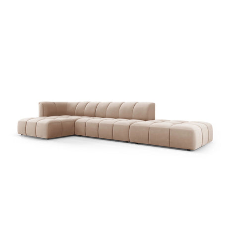 Moritz 5-Sitzer Ecksofa, Linke Seite, aus Samt in Beige (Bluvel 28), 323x160x70 cm von Cosmopolitan Design – Bild 2