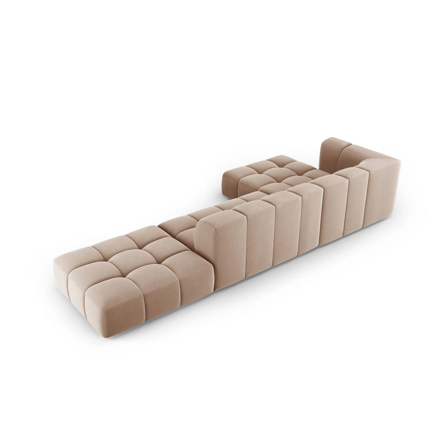 Moritz 5-Sitzer Ecksofa, Linke Seite, aus Samt in Beige (Bluvel 28), 323x160x70 cm von Cosmopolitan Design – Bild 3