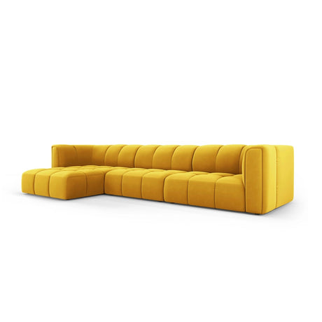 Moritz 5-Sitzer Ecksofa, Linke Seite, aus Samt in Gelb (Bluvel 68), 316x160x70 cm von Cosmopolitan Design – Bild 2