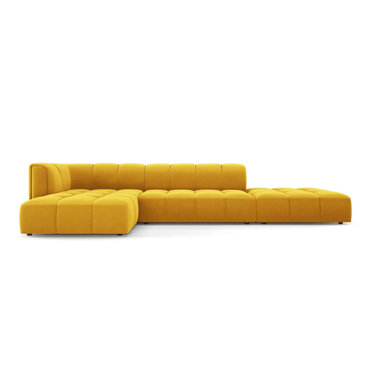 Moritz 5-Sitzer Ecksofa, Linke Seite, aus Samt in Gelb (Bluvel 68), 323x160x70 cm von Cosmopolitan Design – Bild 1