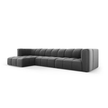 Moritz 5-Sitzer Ecksofa, Linke Seite, aus Samt in Grau (Bluvel 14), 316x160x70 cm von Cosmopolitan Design – Bild 2