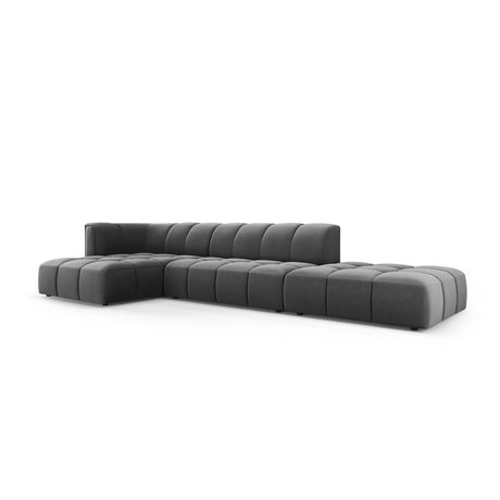 Moritz 5-Sitzer Ecksofa, Linke Seite, aus Samt in Grau (Bluvel 14), 323x160x70 cm von Cosmopolitan Design – Bild 2