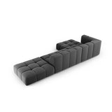 Moritz 5-Sitzer Ecksofa, Linke Seite, aus Samt in Grau (Bluvel 14), 323x160x70 cm von Cosmopolitan Design – Bild 3