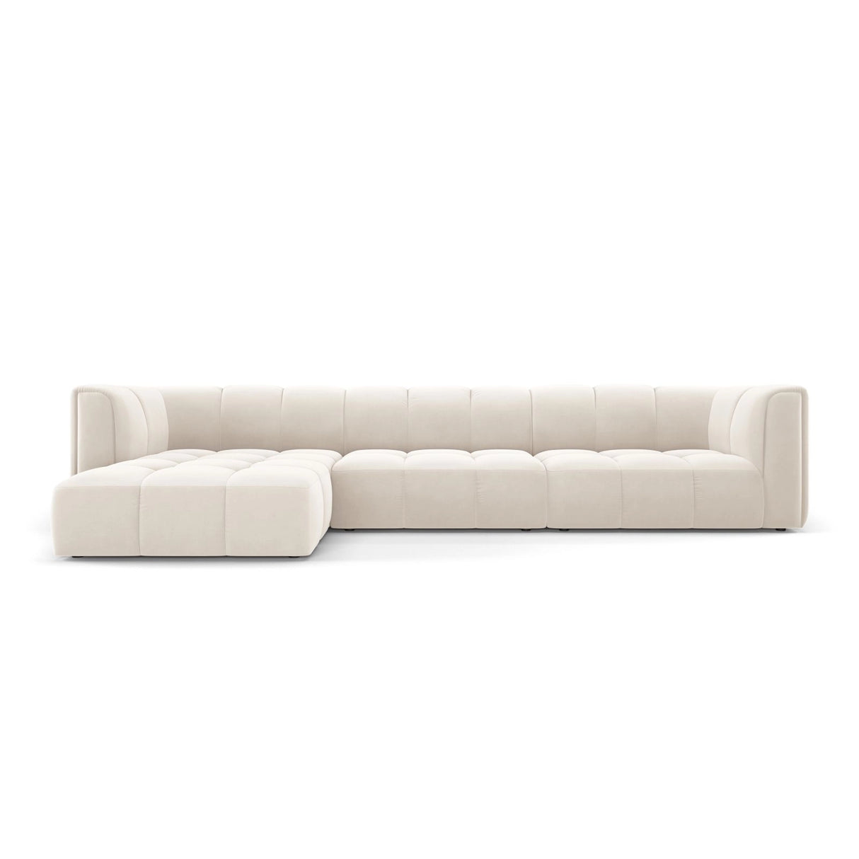 Moritz 5-Sitzer Ecksofa, Linke Seite, aus Samt in Hellbeige (Bluvel 22), 316x160x70 cm von Cosmopolitan Design – Bild 1