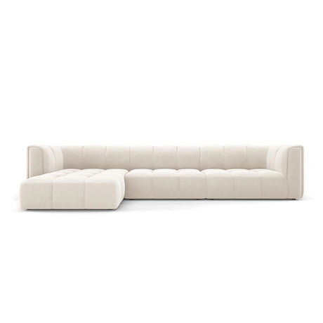 Moritz 5-Sitzer Ecksofa, Linke Seite, aus Samt in Hellbeige (Bluvel 22), 316x160x70 cm von Cosmopolitan Design – Bild 1