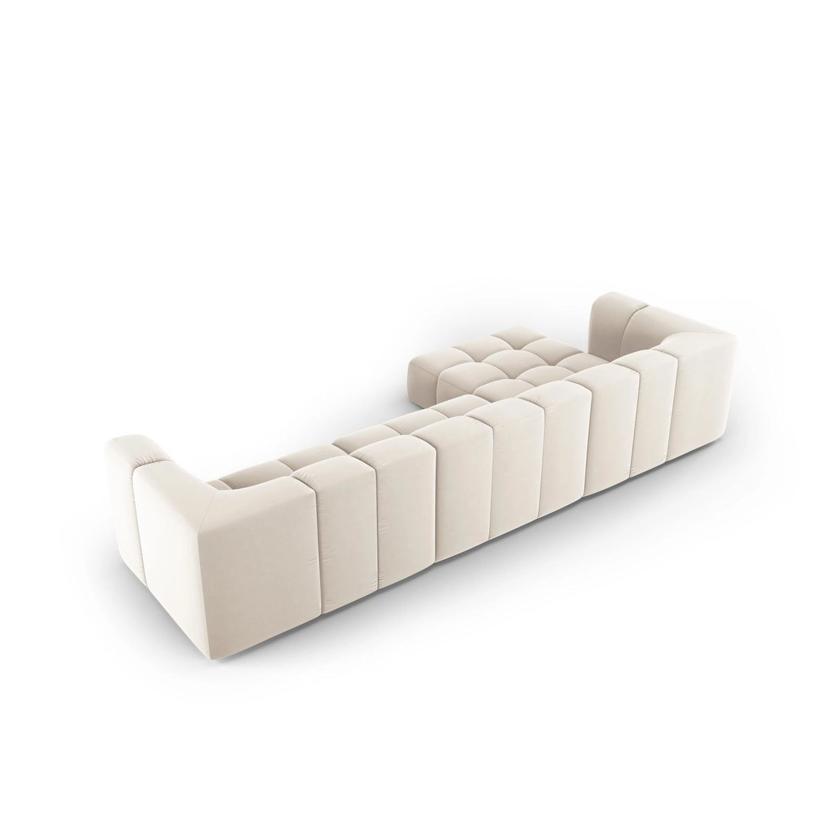 Moritz 5-Sitzer Ecksofa, Linke Seite, aus Samt in Hellbeige (Bluvel 22), 316x160x70 cm von Cosmopolitan Design – Bild 3