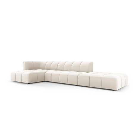 Moritz 5-Sitzer Ecksofa, Linke Seite, aus Samt in Hellbeige (Bluvel 22), 323x160x70 cm von Cosmopolitan Design – Bild 2
