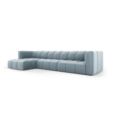Moritz 5-Sitzer Ecksofa, Linke Seite, aus Samt in Hellblau (Bluvel 06), 316x160x70 cm von Cosmopolitan Design – Bild 2