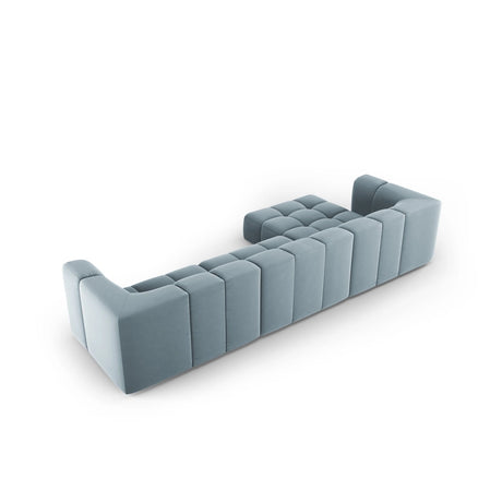 Moritz 5-Sitzer Ecksofa, Linke Seite, aus Samt in Hellblau (Bluvel 06), 316x160x70 cm von Cosmopolitan Design – Bild 3