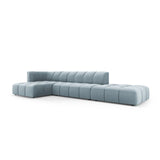 Moritz 5-Sitzer Ecksofa, Linke Seite, aus Samt in Hellblau (Bluvel 06), 323x160x70 cm von Cosmopolitan Design – Bild 2