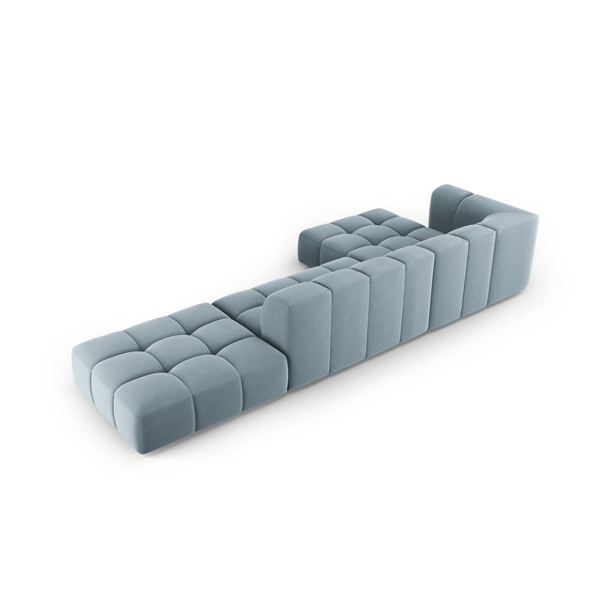 Moritz 5-Sitzer Ecksofa, Linke Seite, aus Samt in Hellblau (Bluvel 06), 323x160x70 cm von Cosmopolitan Design – Bild 3