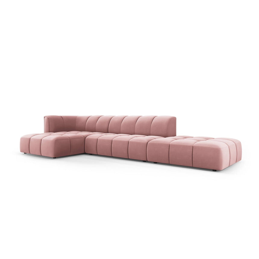 Moritz 5-Sitzer Ecksofa, Linke Seite, aus Samt in Rosa (Bluvel 52), 323x160x70 cm von Cosmopolitan Design – Bild 2