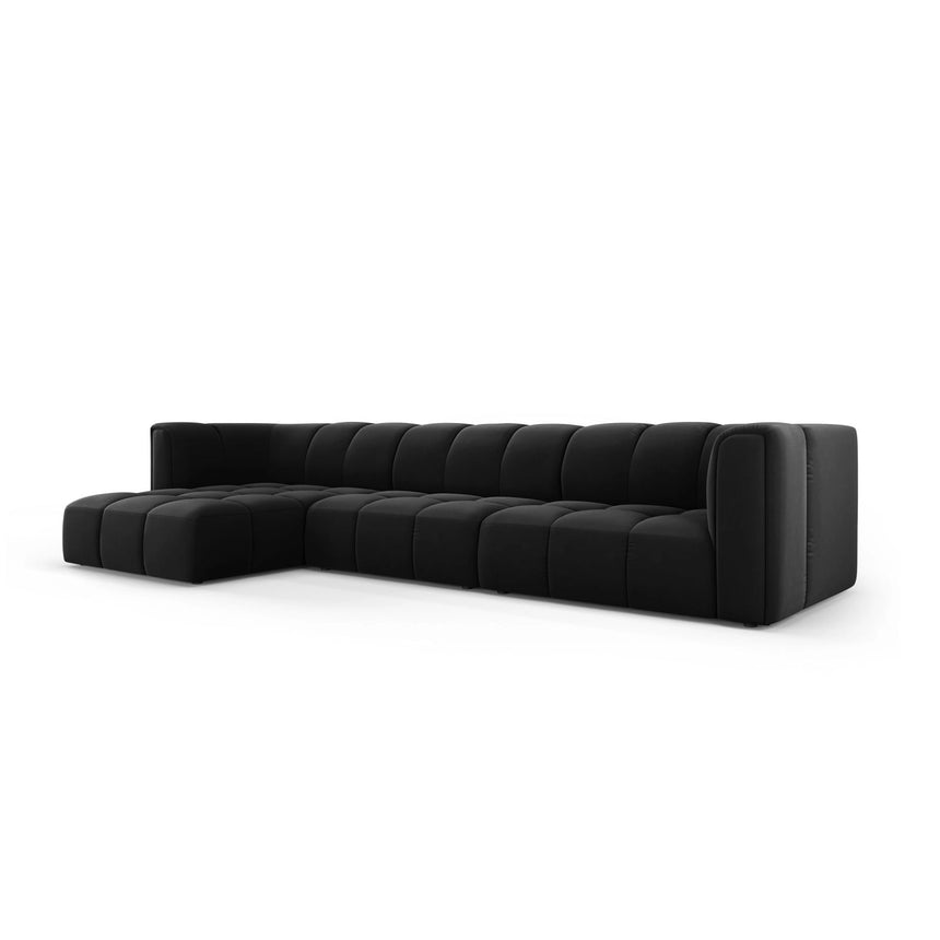Moritz 5-Sitzer Ecksofa, Linke Seite, aus Samt in Schwarz (Bluvel 19), 316x160x70 cm von Cosmopolitan Design – Bild 2