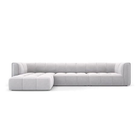 Moritz 5-Sitzer Ecksofa, Linke Seite, aus Samt in Silber (Bluvel 03), 316x160x70 cm von Cosmopolitan Design – Bild 1