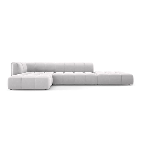 Moritz 5-Sitzer Ecksofa, Linke Seite, aus Samt in Silber (Bluvel 03), 323x160x70 cm von Cosmopolitan Design – Bild 1