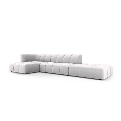 Moritz 5-Sitzer Ecksofa, Linke Seite, aus Samt in Silber (Bluvel 03), 323x160x70 cm von Cosmopolitan Design – Bild 2