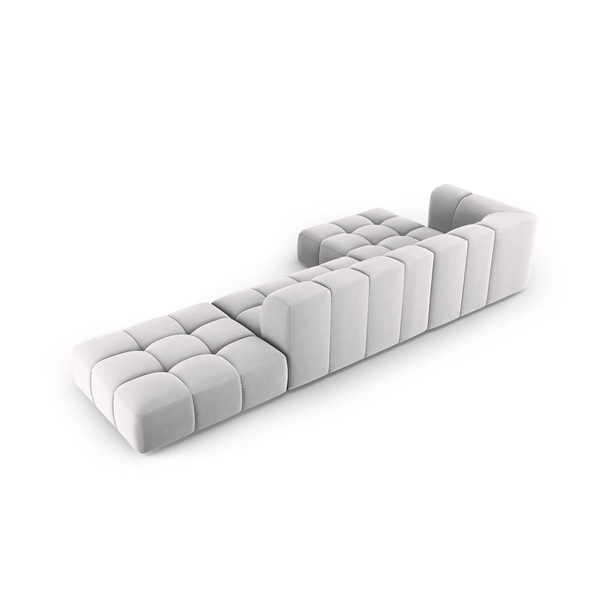 Moritz 5-Sitzer Ecksofa, Linke Seite, aus Samt in Silber (Bluvel 03), 323x160x70 cm von Cosmopolitan Design – Bild 3