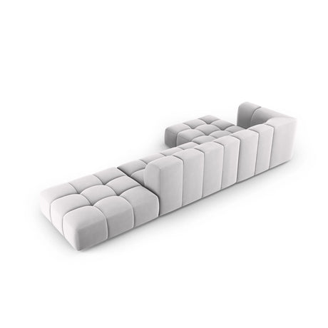 Moritz 5-Sitzer Ecksofa, Linke Seite, aus Samt in Silber (Bluvel 03), 323x160x70 cm von Cosmopolitan Design – Bild 3