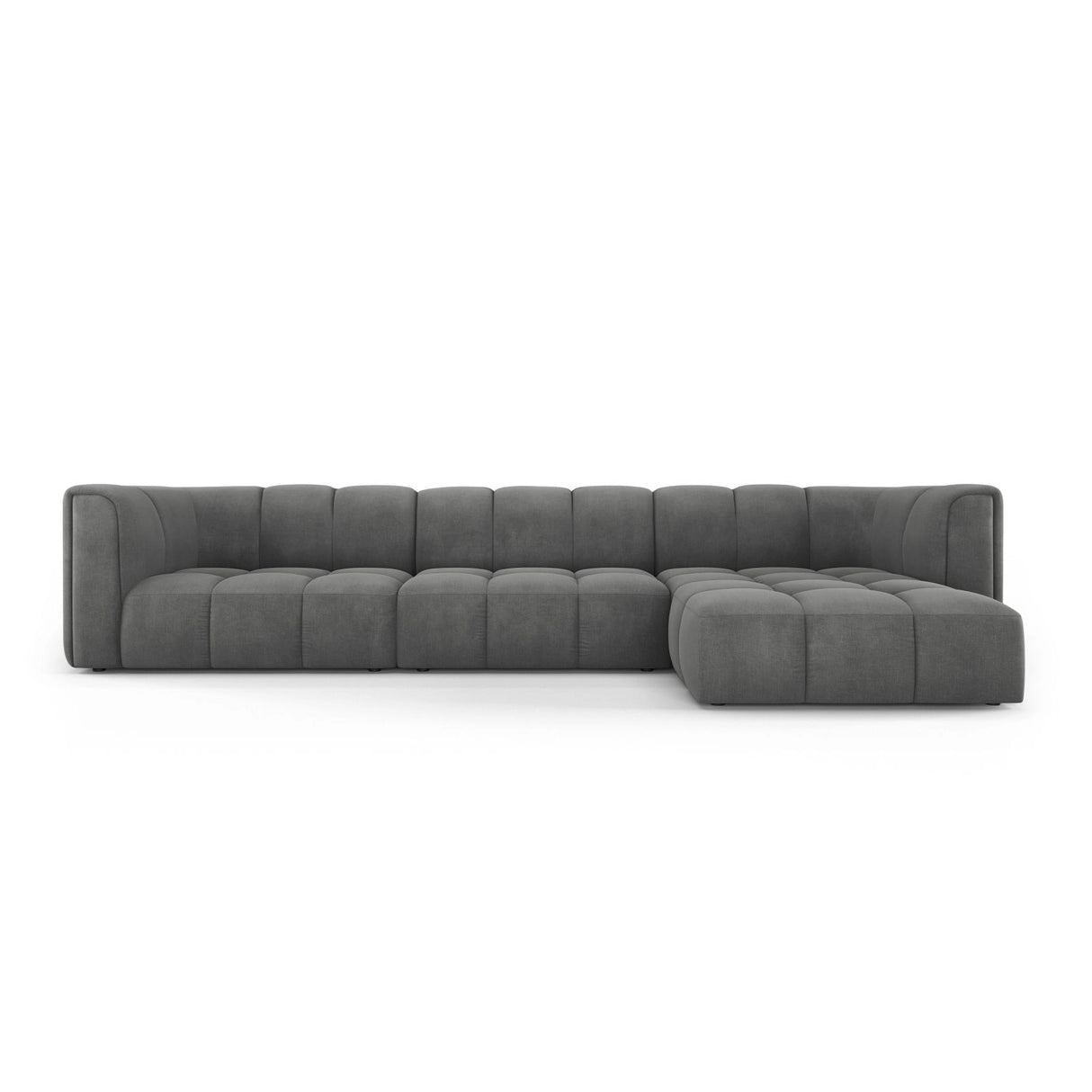 Moritz 5-Sitzer Ecksofa, Rechte Seite, aus Chenille in Dunkelgrau (Rebel 3), 316x160x70 cm von Cosmopolitan Design – Bild 1