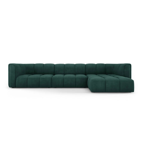 Moritz 5-Sitzer Ecksofa, Rechte Seite, aus Chenille in Flaschengrün (Rebel 16), 316x160x70 cm von Cosmopolitan Design – Bild 1