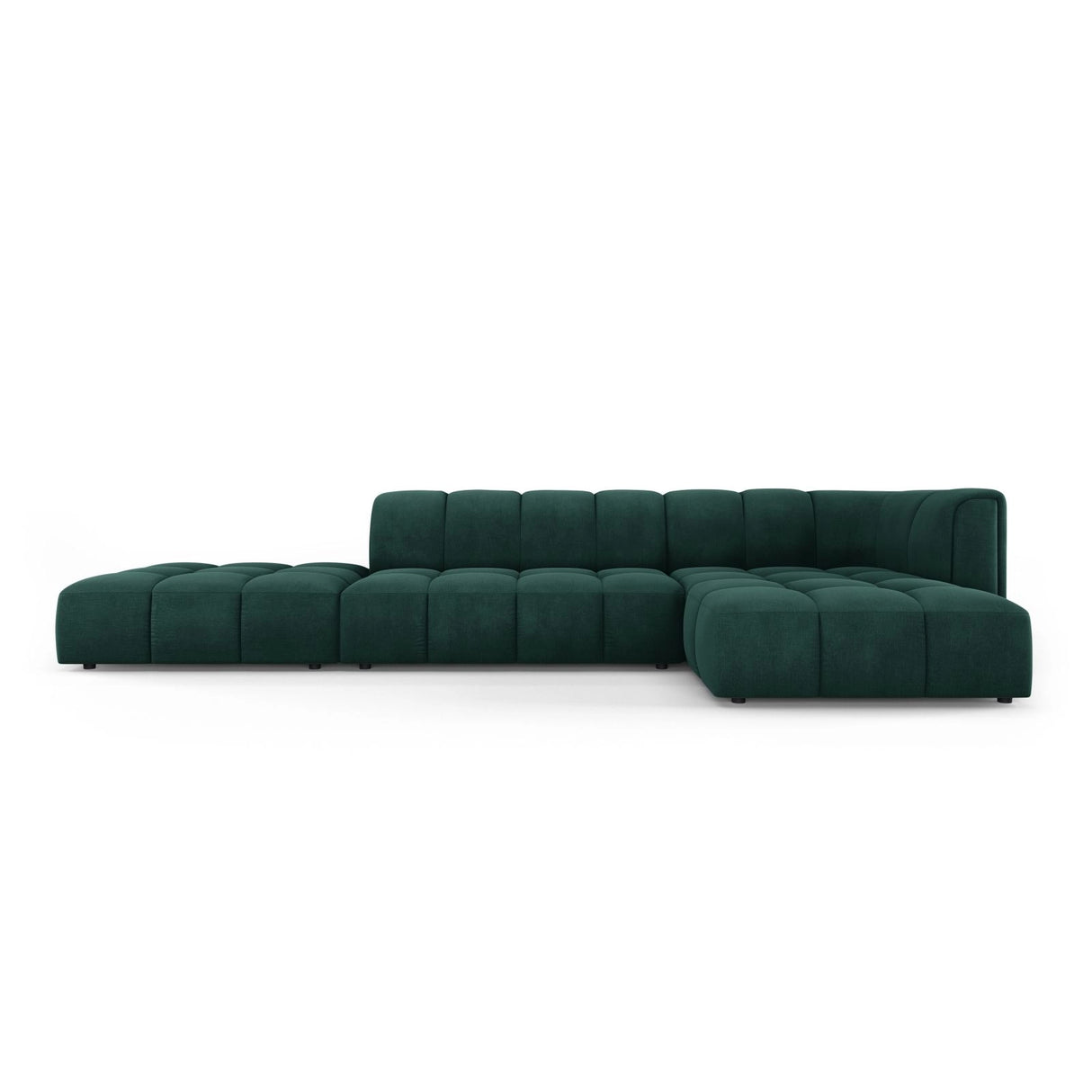 Moritz 5-Sitzer Ecksofa, Rechte Seite, aus Chenille in Flaschengrün (Rebel 16), 323x160x70 cm von Cosmopolitan Design – Bild 1