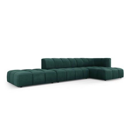 Moritz 5-Sitzer Ecksofa, Rechte Seite, aus Chenille in Flaschengrün (Rebel 16), 323x160x70 cm von Cosmopolitan Design – Bild 2