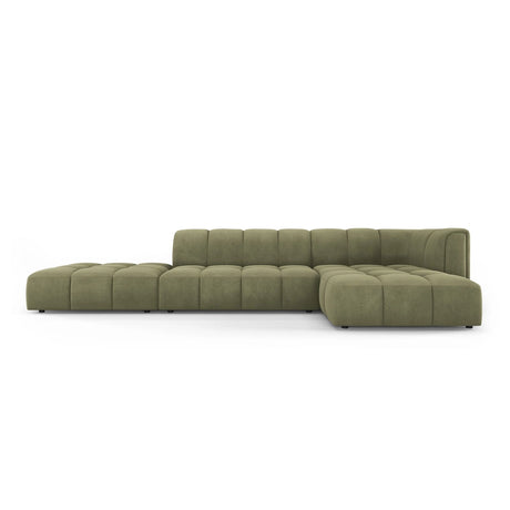 Moritz 5-Sitzer Ecksofa, Rechte Seite, aus Chenille in Hellgrün (Rebel 18), 323x160x70 cm von Cosmopolitan Design – Bild 1