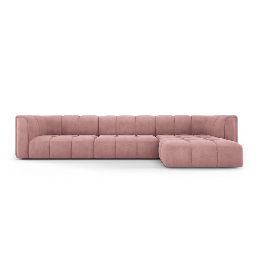 Moritz 5-Sitzer Ecksofa, Rechte Seite, aus Chenille in Rosa (Rebel 7), 316x160x70 cm von Cosmopolitan Design – Bild 1