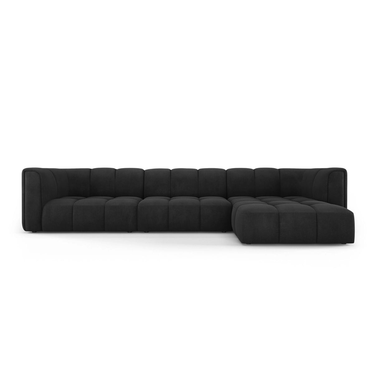 Moritz 5-Sitzer Ecksofa, Rechte Seite, aus Chenille in Schwarz (Rebel 1), 316x160x70 cm von Cosmopolitan Design – Bild 1