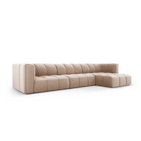 Moritz 5-Sitzer Ecksofa, Rechte Seite, aus Samt in Beige (Bluvel 28), 316x160x70 cm von Cosmopolitan Design – Bild 2