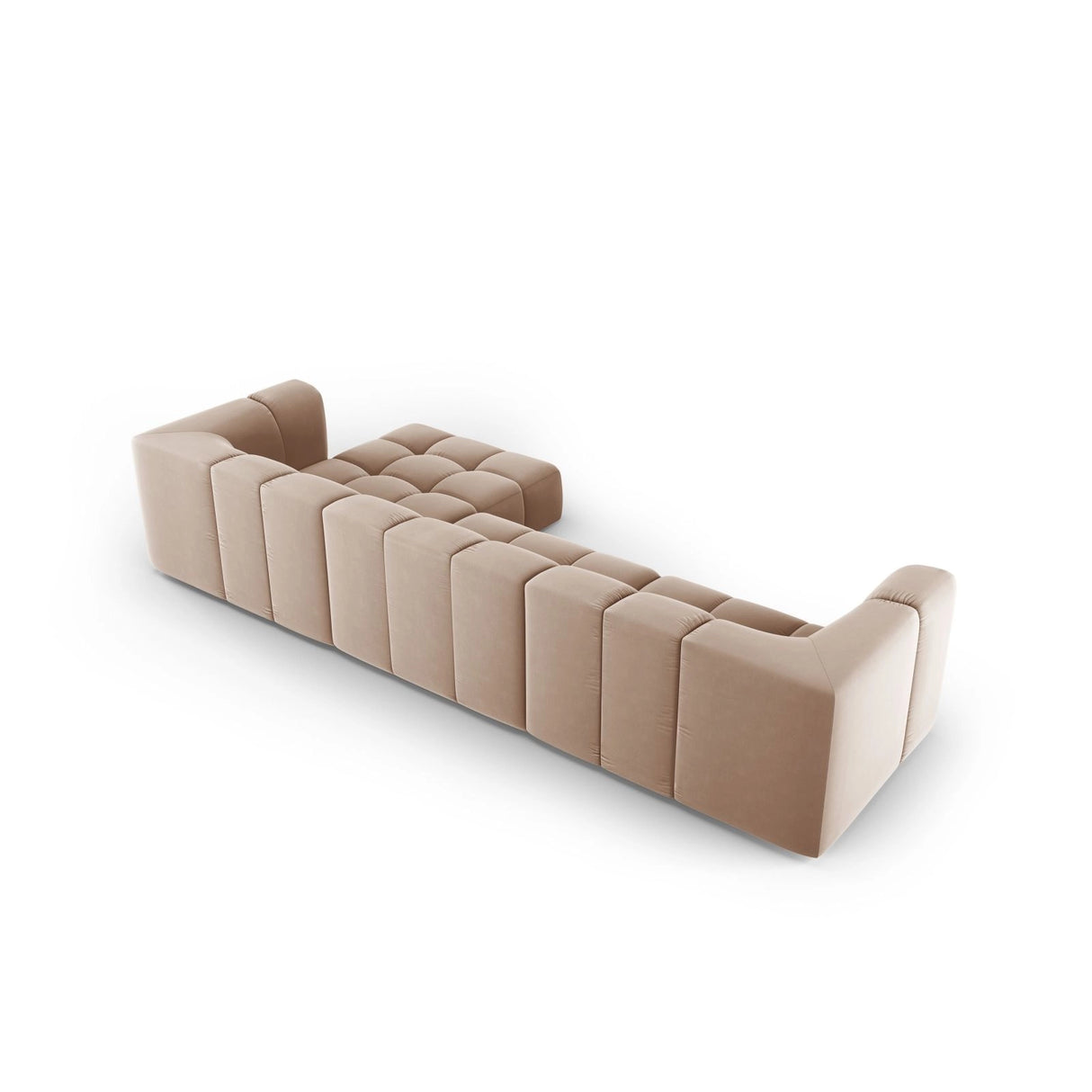 Moritz 5-Sitzer Ecksofa, Rechte Seite, aus Samt in Beige (Bluvel 28), 316x160x70 cm von Cosmopolitan Design – Bild 3