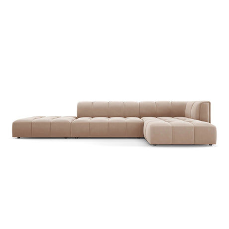 Moritz 5-Sitzer Ecksofa, Rechte Seite, aus Samt in Beige (Bluvel 28), 323x160x70 cm von Cosmopolitan Design – Bild 1