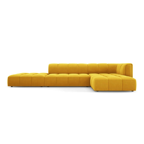 Moritz 5-Sitzer Ecksofa, Rechte Seite, aus Samt in Gelb (Bluvel 68), 323x160x70 cm von Cosmopolitan Design – Bild 1