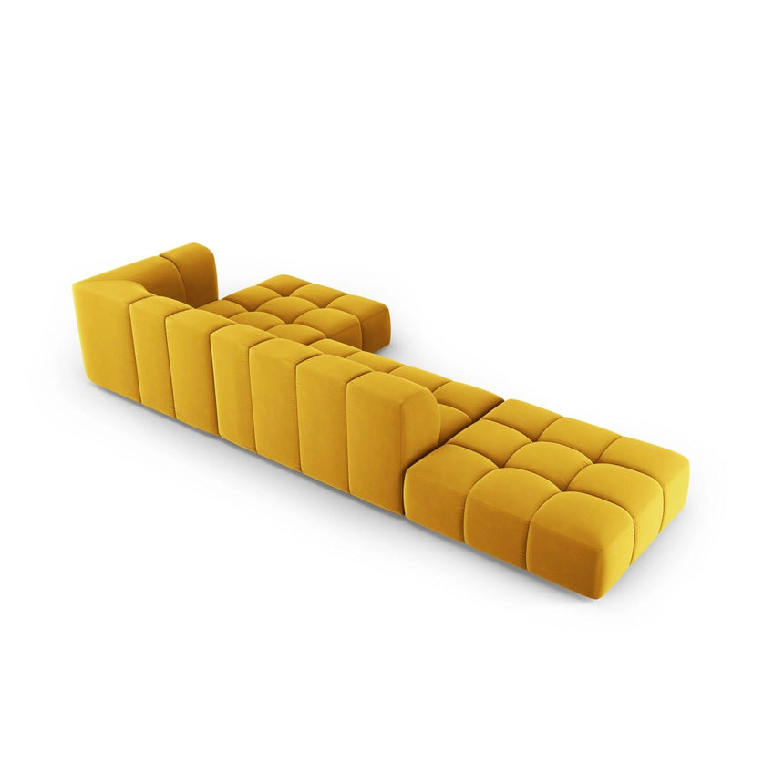 Moritz 5-Sitzer Ecksofa, Rechte Seite, aus Samt in Gelb (Bluvel 68), 323x160x70 cm von Cosmopolitan Design – Bild 3