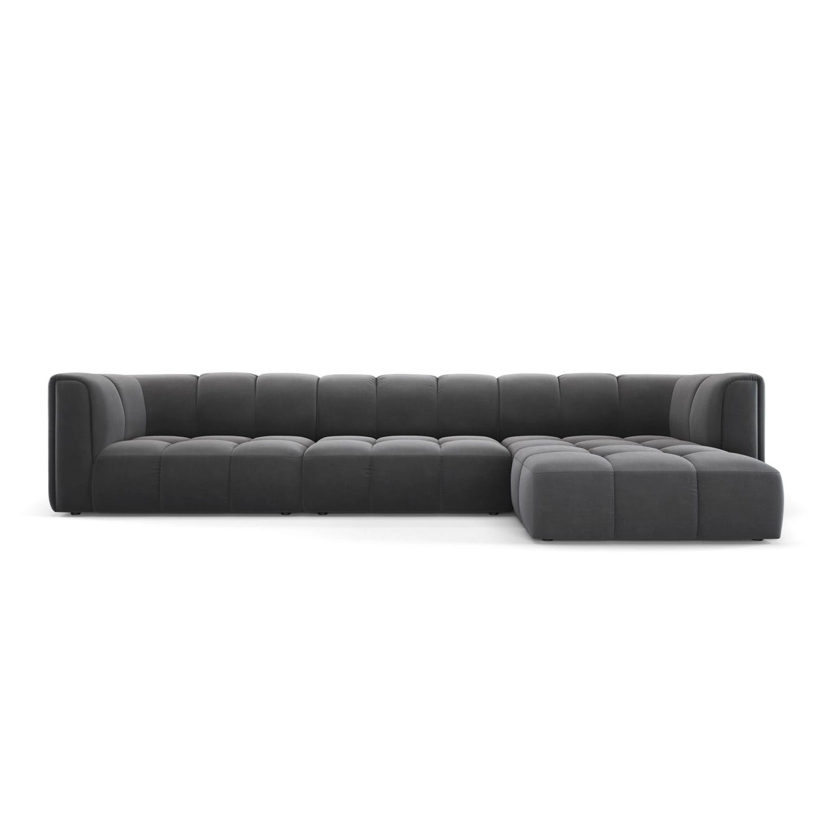 Moritz 5-Sitzer Ecksofa, Rechte Seite, aus Samt in Grau (Bluvel 14), 316x160x70 cm von Cosmopolitan Design – Bild 1