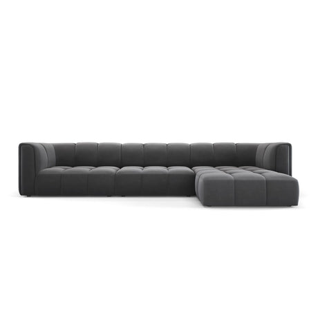 Moritz 5-Sitzer Ecksofa, Rechte Seite, aus Samt in Grau (Bluvel 14), 316x160x70 cm von Cosmopolitan Design – Bild 1