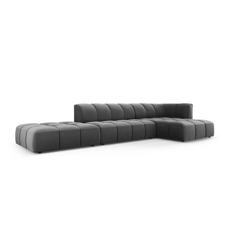 Moritz 5-Sitzer Ecksofa, Rechte Seite, aus Samt in Grau (Bluvel 14), 323x160x70 cm von Cosmopolitan Design – Bild 2