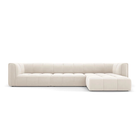 Moritz 5-Sitzer Ecksofa, Rechte Seite, aus Samt in Hellbeige (Bluvel 22), 316x160x70 cm von Cosmopolitan Design – Bild 1