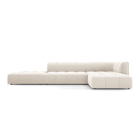 Moritz 5-Sitzer Ecksofa, Rechte Seite, aus Samt in Hellbeige (Bluvel 22), 323x160x70 cm von Cosmopolitan Design – Bild 1